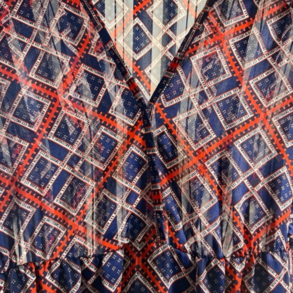 NWOT Scotch & Soda Boho Ruffle Tile Print Maxi Dress XL - Picture 6 of 7